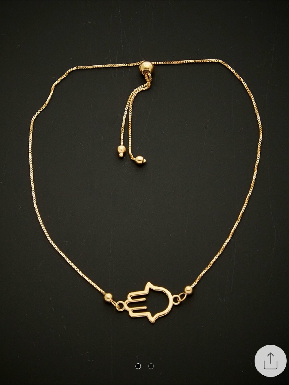 14K Gold Hamsa Hand Adjustable Bracelet- Women Jewelry